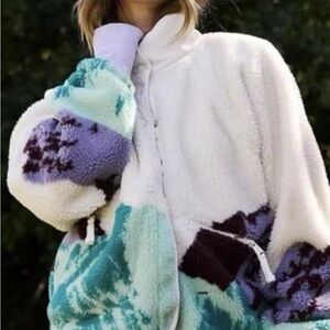 Free People Movement Hit The Slopes Printed Fleece Jacket in Sunrise Summit